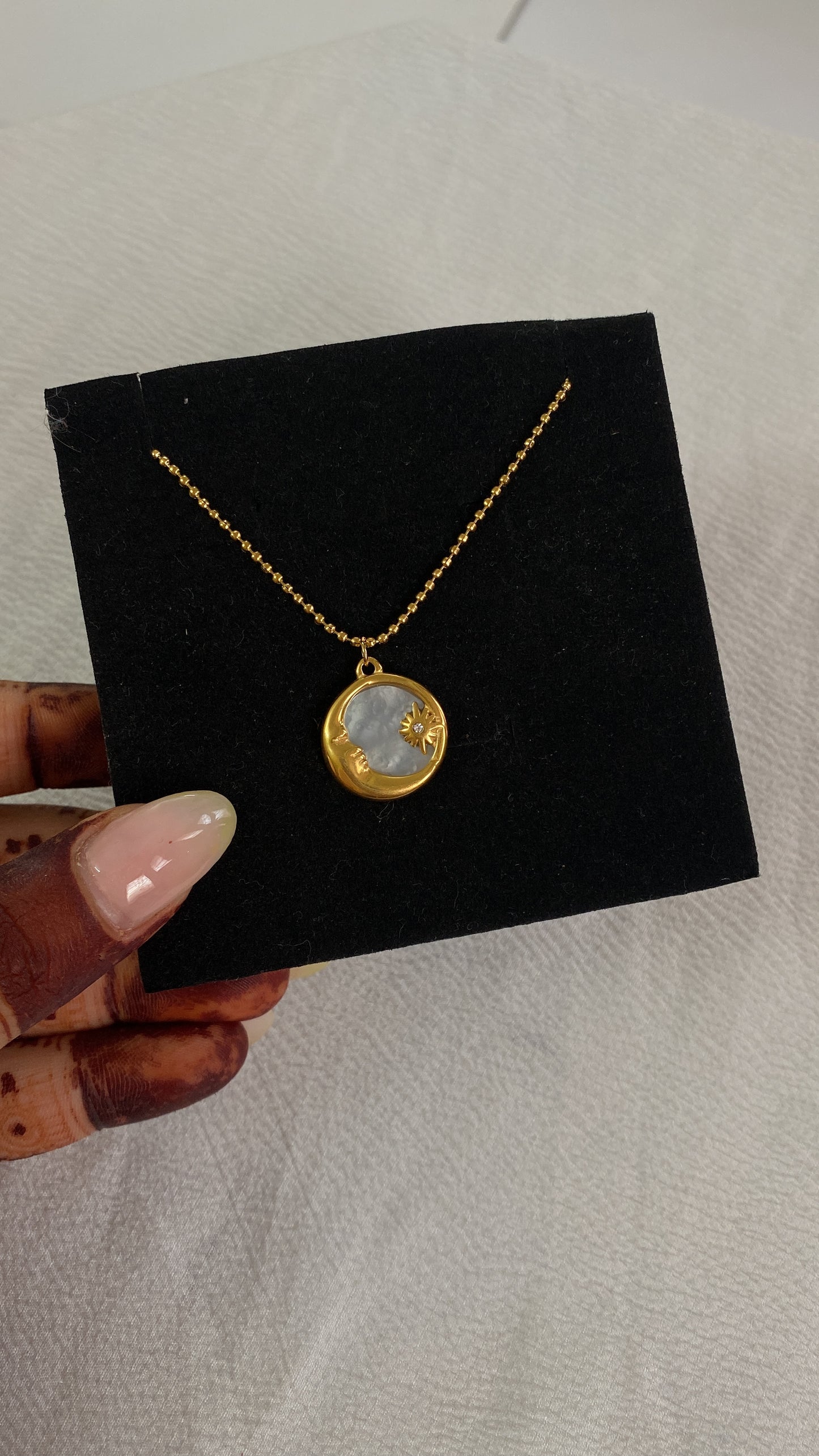 Sun moon golden necklace
