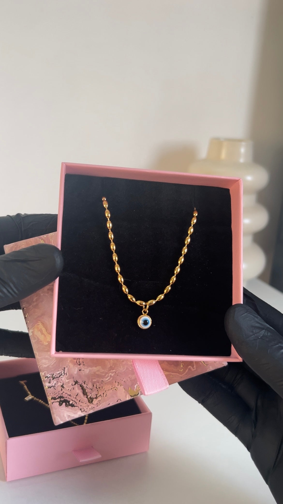 Evil eye golden necklace