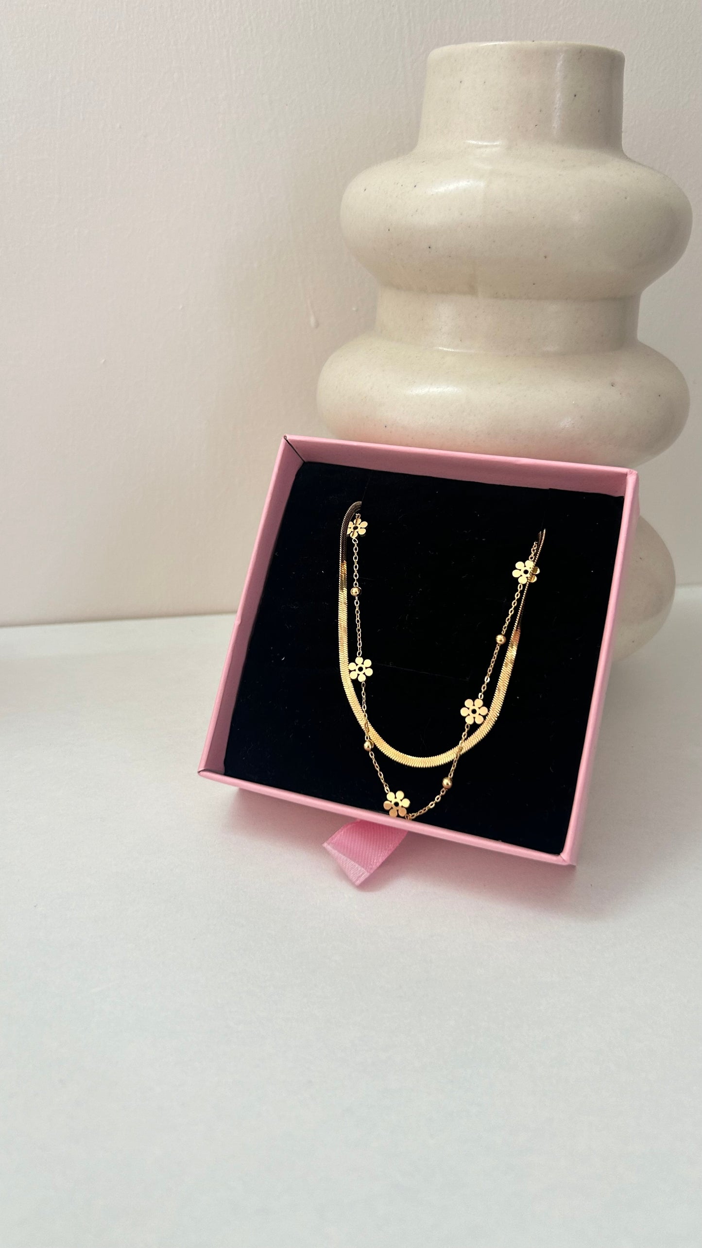 Flower double layer necklace