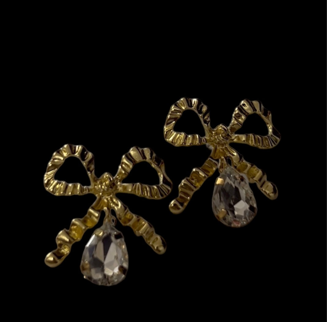 Bow drop earrings