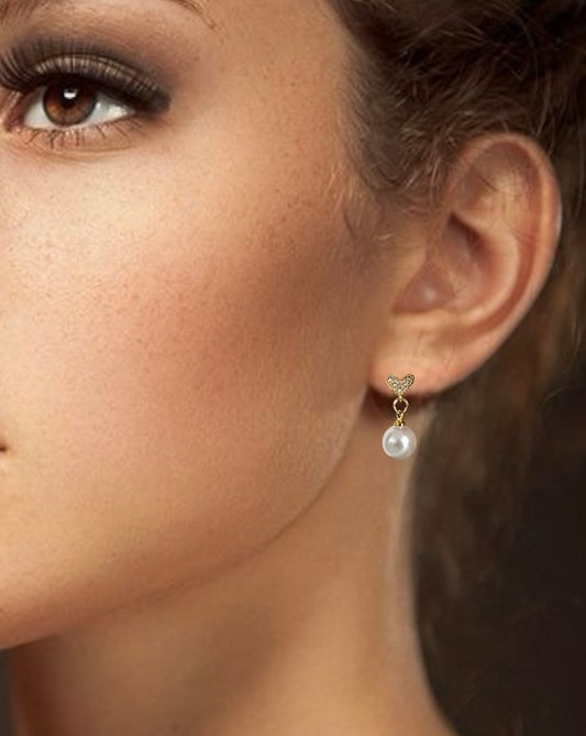 Heart pearl studs