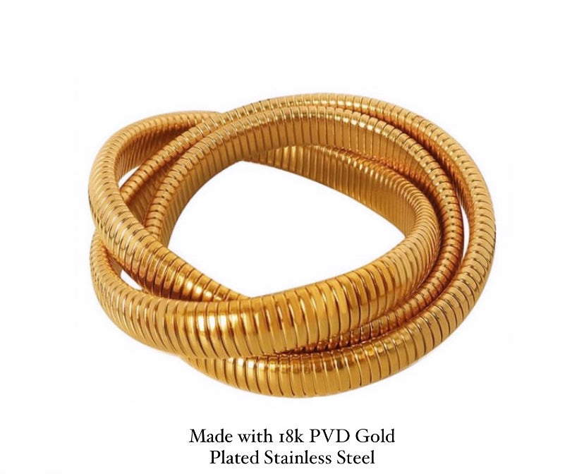 Gold triple coil bracelet