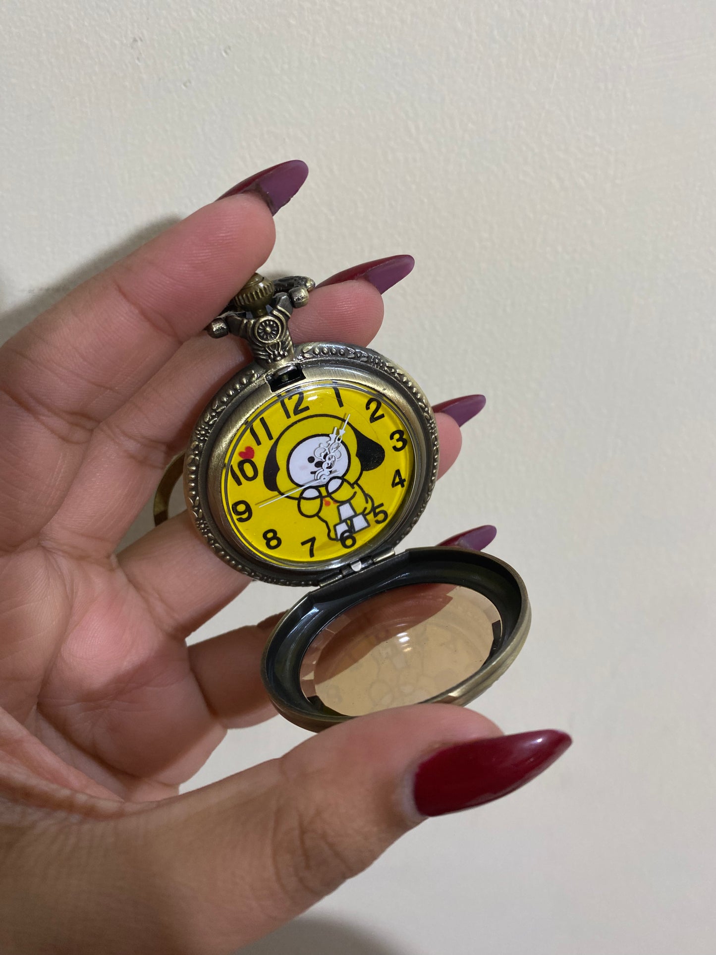 Bts yellow antique watch keychain