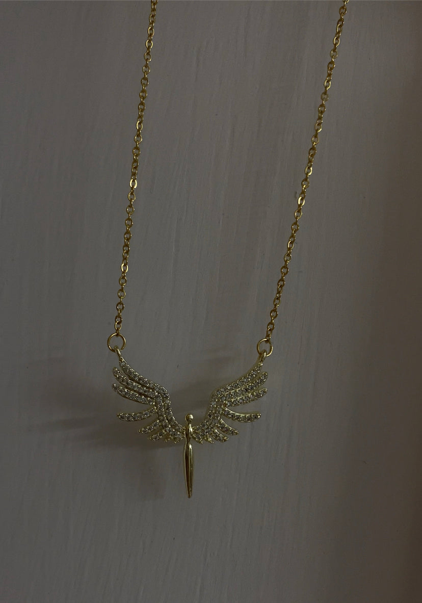 Angel wing golden necklace