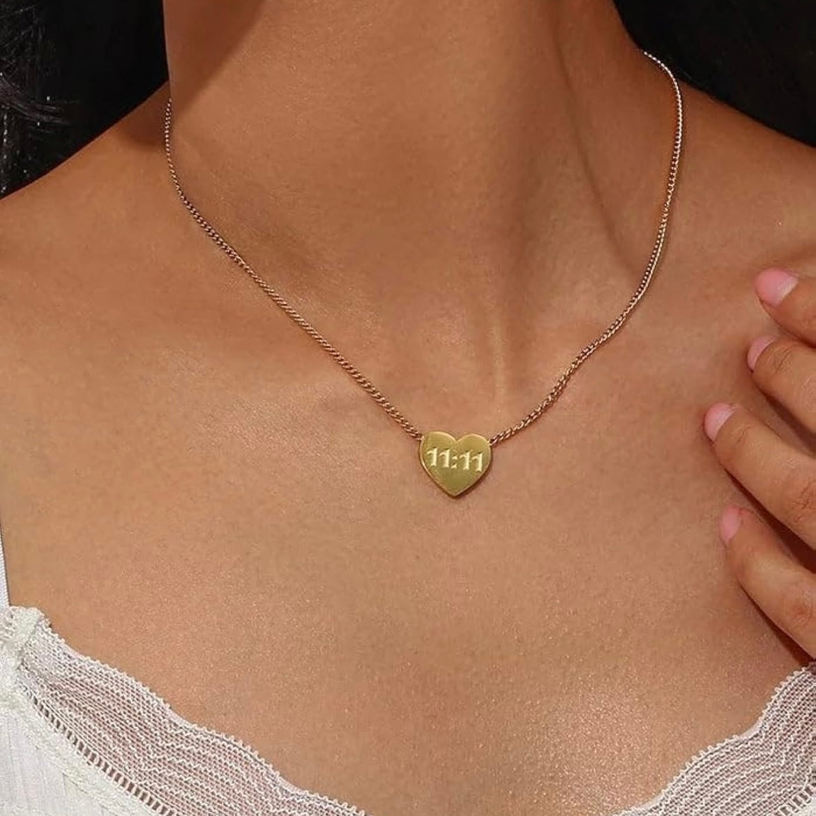 11:11 heart necklace