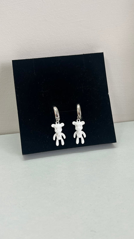 White teddy earrings