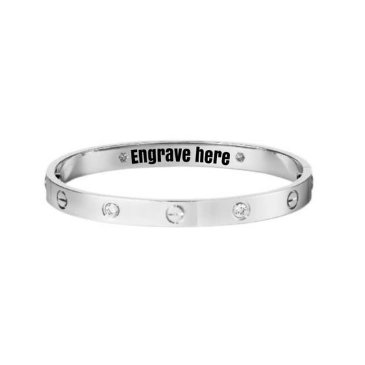 Engravable love silver bracelet