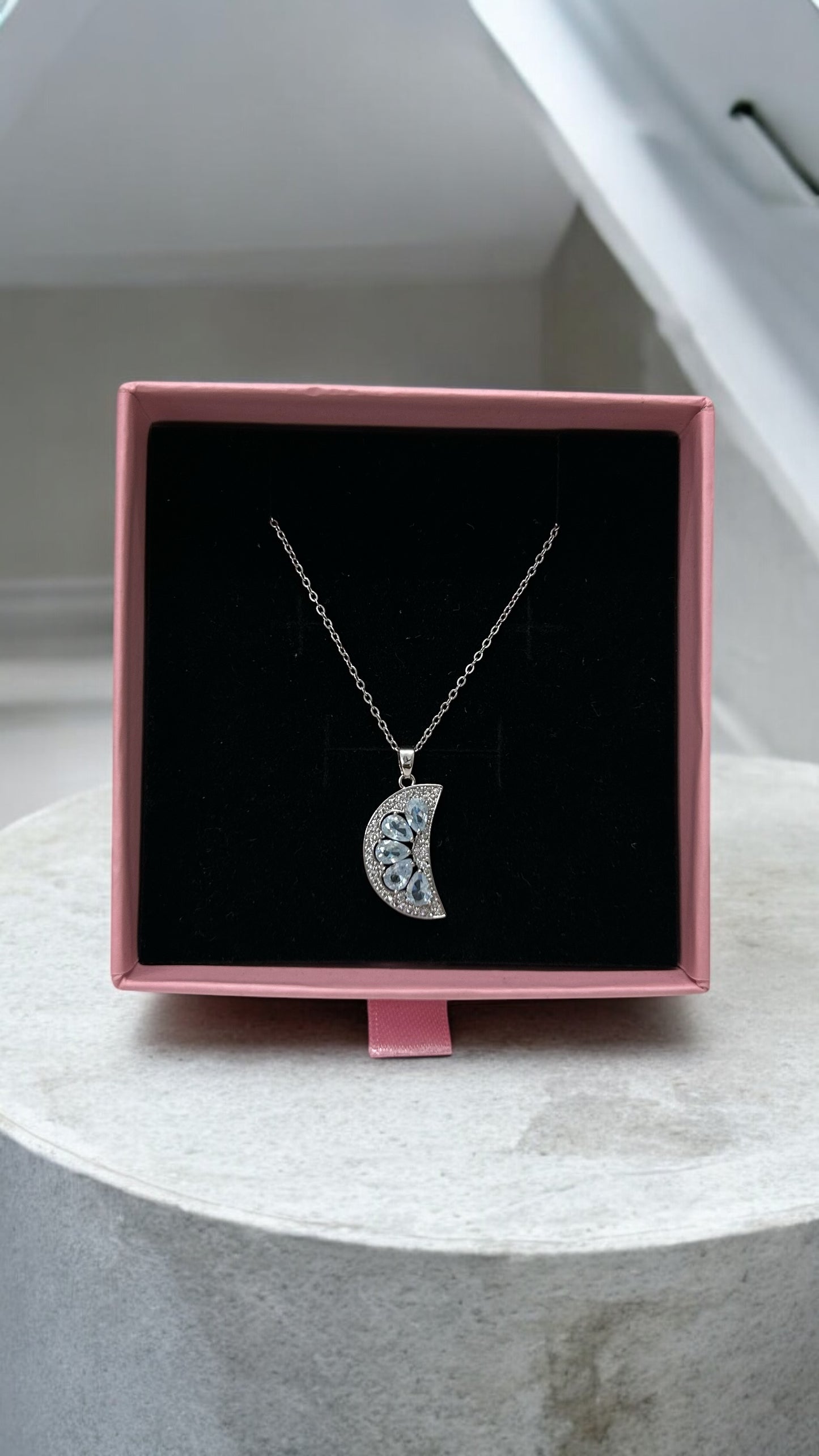 Half moon studded necklace