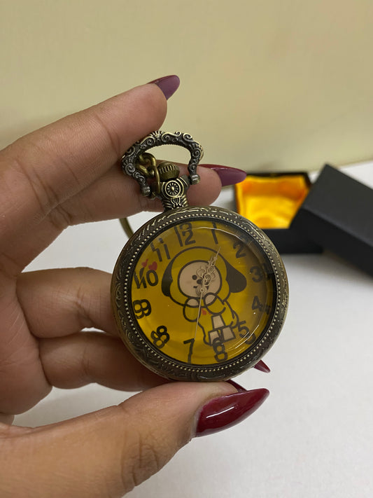 Bts yellow  antique watch keychain