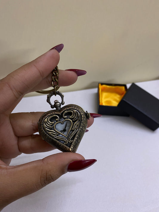 Heart  antique watch keychain