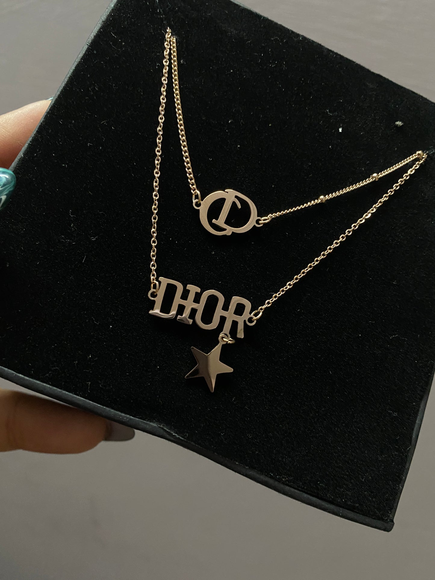 Diorn cd layered necklace
