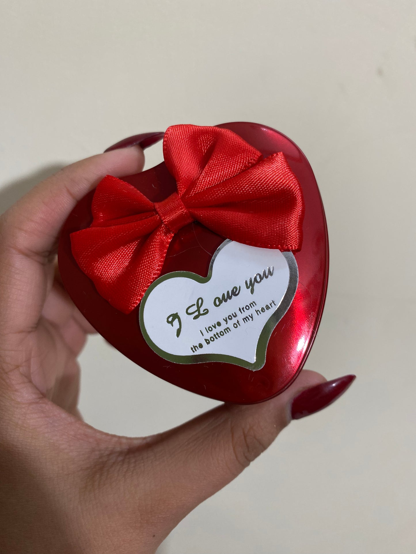 Mini Heart Shape Red Tin Gift Box And Teddy &  Fragrant Artificial Rose Bud Petal