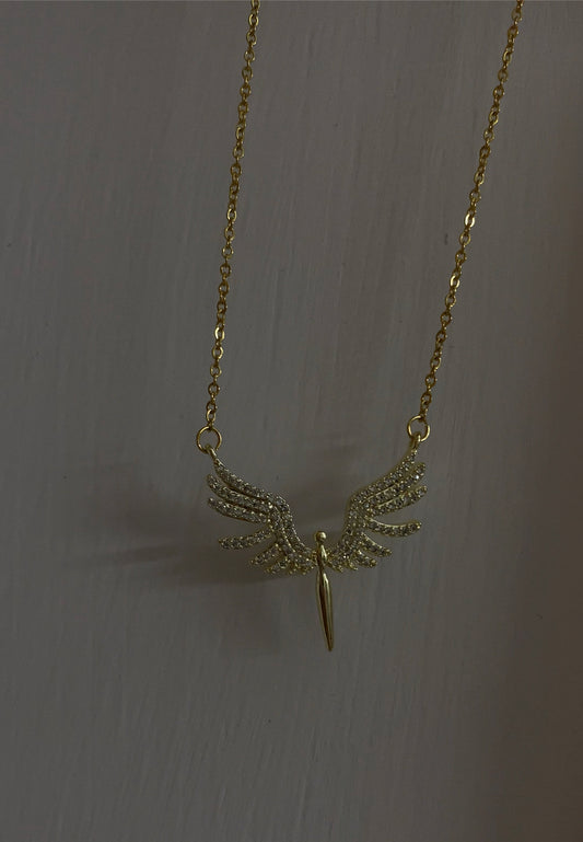 Angel wing golden necklace