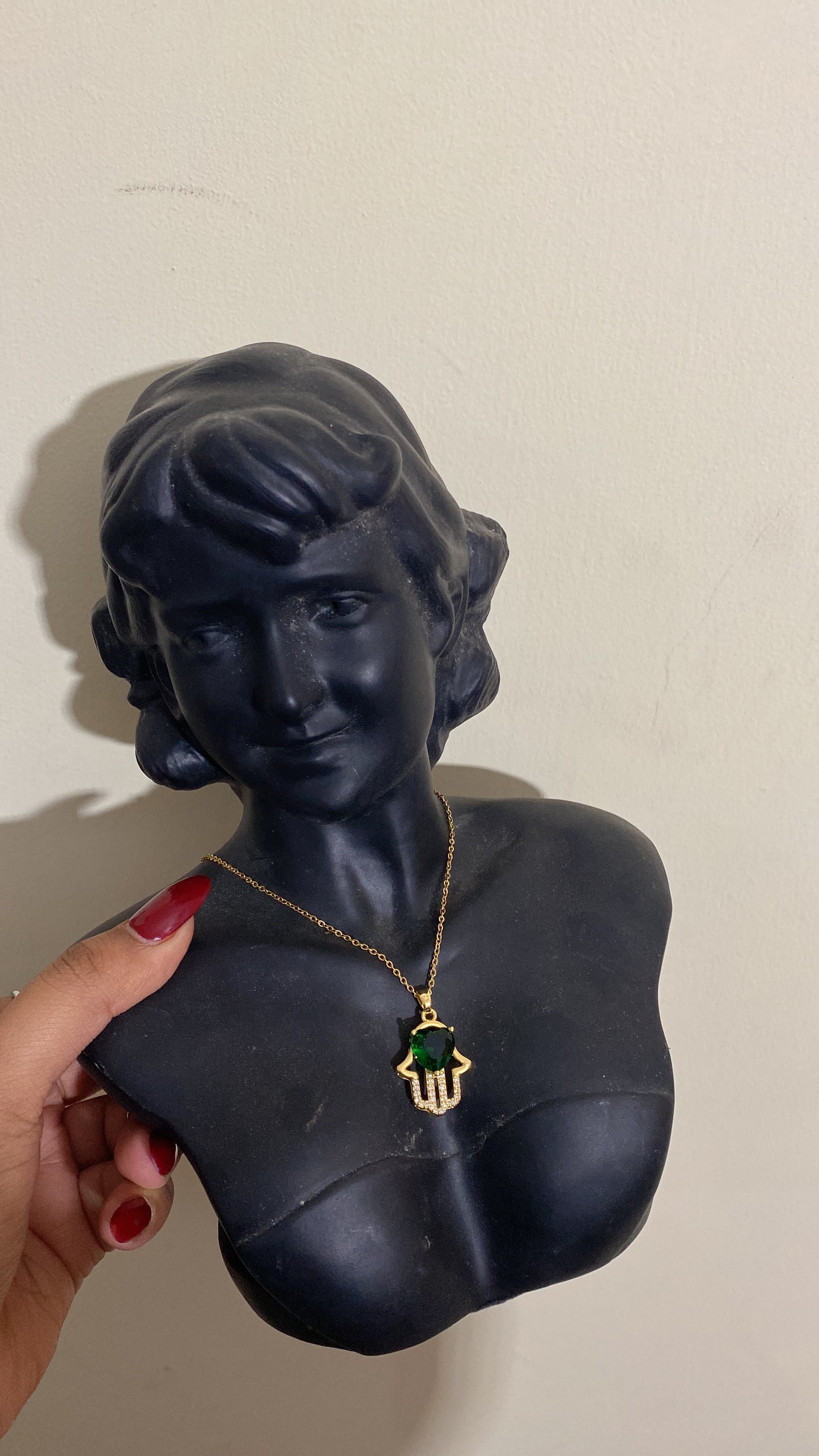 Heart emerald green evil eye necklace